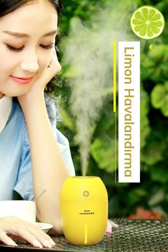 Buffer Limon Tipi Mini 2 W 180 ml Aromaterapi Işıklı İyonizerli Taşınabilir Şarjlı Mini Soğuk Buhar Makinesi