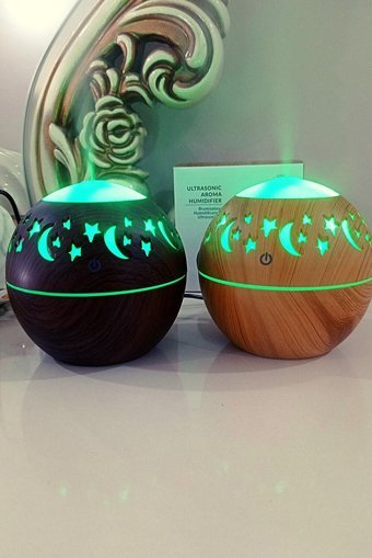 Butfulake Ultrasonik 7 Renk Led 3 W 130 ml Aromaterapi Işıklı İyonizerli Taşınabilir Şarjlı Mini Soğuk Buhar Makinesi Açık Ahşap