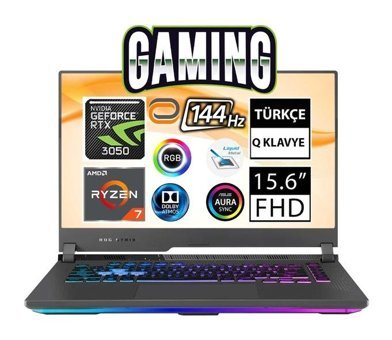 Asus ROG Strix G15 G513RC-HN194A6 Harici GeForce RTX 3050 AMD Ryzen 7 6800HS 64 GB Ram 512 GB SSD 15.6 inç Full HD FreeDos Oyuncu Laptop