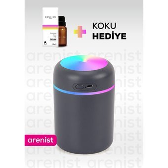 Arenist Aroma Difüzörü 300 ml Aromaterapi Işıklı İyonizerli Taşınabilir Şarjlı Mini Soğuk Buhar Makinesi gri