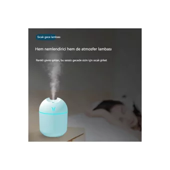 Bufan Gece Lambası 250 ml 36 dB Işıklı İyonizerli Taşınabilir Şarjlı Mini Soğuk Buhar Makinesi Beyaz