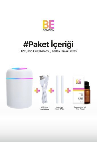 Arenist Aroma Difüzörü 300 ml Aromaterapi Işıklı İyonizerli Taşınabilir Şarjlı Mini Soğuk Buhar Makinesi Beyaz