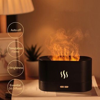 Beautiful Home Simülasyon Alev Görünümlü 4.5 W 180 ml Aromaterapi Işıklı İyonizerli Taşınabilir Şarjlı Mini Sıcak Buhar Makinesi