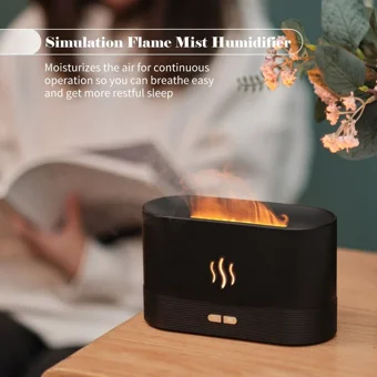 Beautiful Home Simülasyon Alev Görünümlü 4.5 W 180 ml Aromaterapi Işıklı İyonizerli Taşınabilir Şarjlı Mini Sıcak Buhar Makinesi