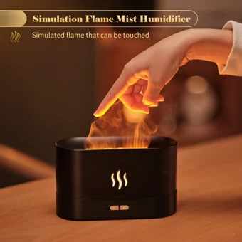 Beautiful Home Simülasyon Alev Görünümlü 4.5 W 180 ml Aromaterapi Işıklı İyonizerli Taşınabilir Şarjlı Mini Sıcak Buhar Makinesi