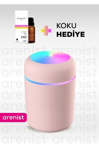 Arenist Aroma Difüzörü 300 ml Aromaterapi Işıklı İyonizerli Taşınabilir Şarjlı Mini Soğuk Buhar Makinesi Pembe