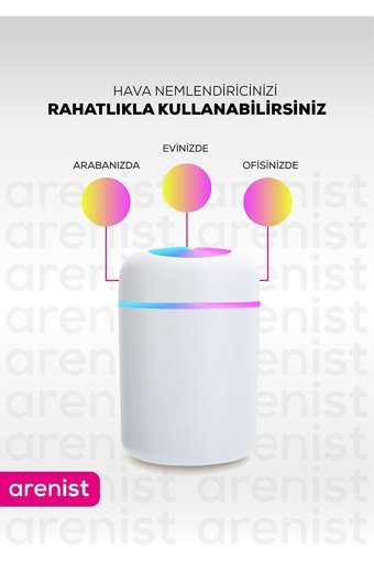 Arenist Aroma Difüzörü 300 ml Aromaterapi Işıklı İyonizerli Taşınabilir Şarjlı Mini Soğuk Buhar Makinesi Pembe
