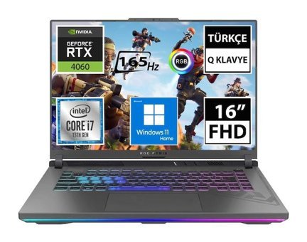 Asus ROG Strix G16 G614JV-N3157 Harici GeForce RTX 4060 Intel Core i7 13650HX 16 GB Ram 512 GB SSD 16 inç Full HD Windows 11 Home Oyuncu Laptop