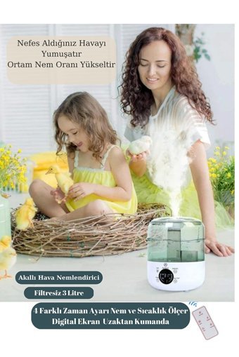 Apiyoo Ultrasonik Işıklı Dijital 25 W 3000 ml 30 dB Aromaterapi Işıklı İyonizerli Taşınabilir Şarjlı Mini Soğuk Buhar Makinesi