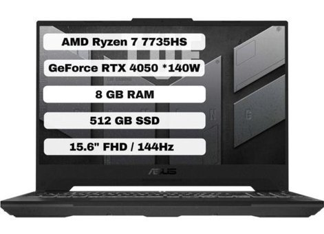 Asus TUF Gaming A15 FA507NU Harici GeForce RTX 4050 AMD Ryzen 7 7735HS 8 GB Ram 512 GB SSD 15.6 inç Full HD FreeDos Oyuncu Laptop