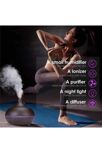 Apiyoo Kumandalı Ultrasonik 7 Renk Led Işıklı 9 W 550 ml 35 dB Aromaterapi Işıklı İyonizerli Taşınabilir Şarjlı Mini Soğuk Buhar Makinesi Koyu Kahverengi