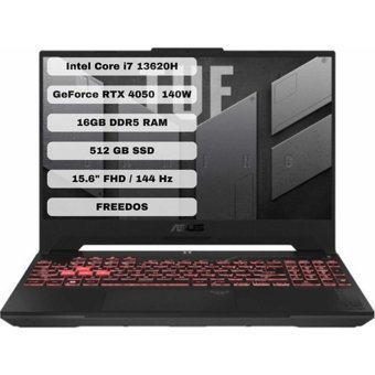 Asus TUF Gaming A15 FX507VU-LP141 Harici GeForce RTX 4050 Intel Core i7 13620H 16 GB Ram 512 GB SSD 15.6 inç Full HD FreeDos Oyuncu Laptop