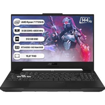 Asus TUF Gaming A15 FA507NU-LP053 Harici GeForce RTX 4050 AMD Ryzen 7 7735HS 8 GB Ram 512 GB SSD 15.6 inç Full HD FreeDos Oyuncu Laptop