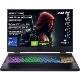 Acer Nitro 5 AN515 NH.QM0EY.009 Harici GeForce RTX 4060 Intel Core i7 12650H 16 GB Ram 512 GB SSD 15.6 inç Full HD FreeDos Oyuncu Laptop