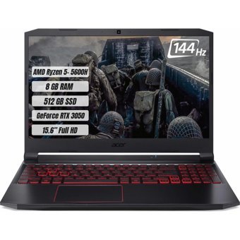 Acer Nitro 5 AN515-45 Harici GeForce RTX 3050 AMD Ryzen 5 5600H 8 GB Ram 512 GB SSD 15.6 inç Full HD FreeDos Oyuncu Laptop