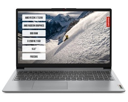 Lenovo IdeaPad 1 82VG008ATX 1 Dahili AMD Radeon 610M AMD Ryzen 3 7320U 8 GB Ram 512 GB SSD 15.6 inç Full HD FreeDos Laptop