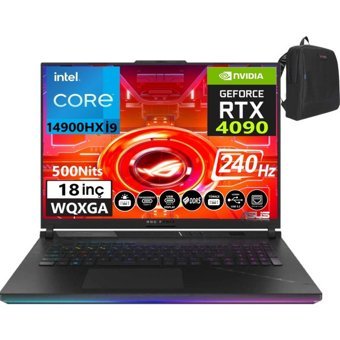 Asus ROG Strix Scar 18 G834JYR-N609807 Harici GeForce RTX 4090 Intel Core i9 14900HX 64 GB DDR5 Ram 1 + 1 TB SSD 18 inç QHD FreeDos Oyuncu Laptop + WeblegelsinÇanta