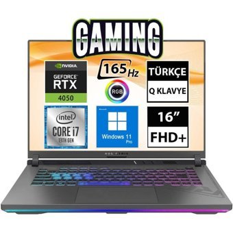 Asus ROG Strix G16 G614JU-N3196A12 Harici GeForce RTX 4050 Intel Core i7 13650HX 16 GB Ram 512 GB SSD 16 inç Full HD Windows 11 Pro Oyuncu Laptop