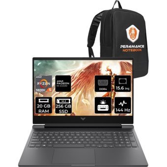 HP Victus 15 A42ZMEAPN316 Harici AMD Radeon RX 6500M AMD Ryzen 5 5600H 20 GB Ram 256 GB SSD 15.6 inç Full HD FreeDos Laptop + PER4 Çanta