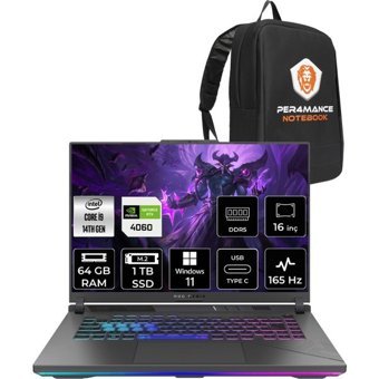 Asus ROG Strix G16 N3117P373 Harici GeForce RTX 4060 Intel Core i9 14900HX 64 GB Ram 1 TB SSD 16 inç Full HD Windows 11 Home Oyuncu Laptop + PER4 Çanta