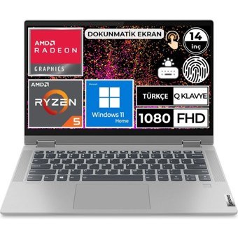 Lenovo IdeaPad FLEX 5 82HU00EETX Dahili AMD Radeon RX Vega 7 AMD Ryzen 5 5500U 8 GB Ram 512 GB SSD 14 inç Full HD Windows 11 Dokunmatik Laptop