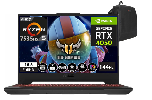 Asus TUF Gaming A15 FA507NU-LP14013 Harici GeForce RTX 4050 AMD Ryzen 5 7535HS 96 GB Ram 512 GB SSD 15.6 inç Full HD FreeDos Oyuncu Laptop + Zetta Çanta