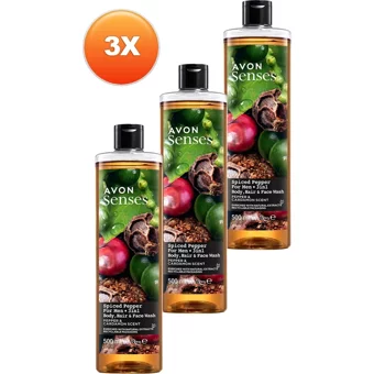 Avon Senses Baharatlı Biber Kakule Aromalı Duş Jeli 3x500 ml