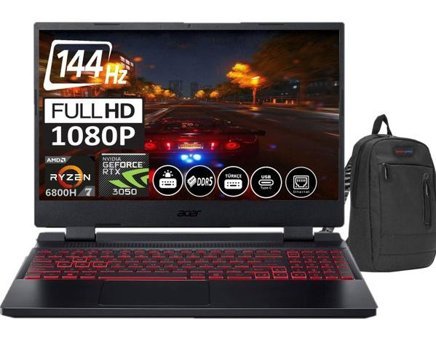 Acer Nitro 5 AN515-46 NHQGXEY00315 Harici GeForce RTX 3050 AMD Ryzen 7 6800H 34 GB DDR5 Ram 2 TB SSD 15.6 inç Full HD Windows 11 Home Oyuncu Laptop + Zetta Çanta