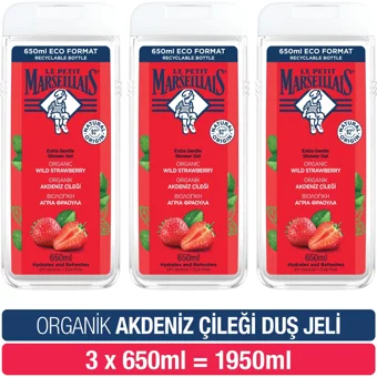 Le Petit Marseillais Akdeniz Çileği Aromalı Nemlendirici Duş Jeli 3x650 ml