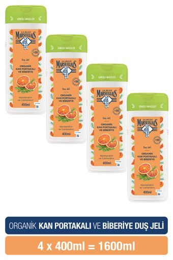 Le Petit Marseillais Güneşli Bahçeler Kan Portakalı Biberiye Aromalı Nemlendirici Duş Jeli 4x400 ml
