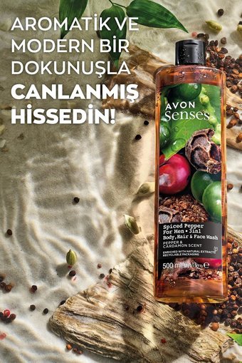 Avon Senses Su Meyveleri Baharatlı Biber Aromalı Duş Jeli 3x500 ml