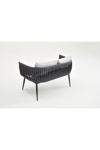 Decosit Belt Rattan İkili Bahçe Koltuğu Gri Siyah