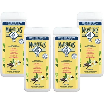 Le Petit Marseillais Vanilyalı Sütü Aromalı Nemlendirici Duş Jeli 4x650 ml