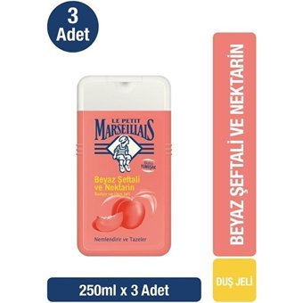 Le Petit Marseillais Beyaz Şeftalili Nektarin Aromalı Nemlendirici Duş Jeli 3x250 ml