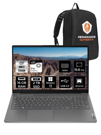 Lenovo V15 Gen 2 82KB00CBTX Dahili Intel Iris Xe Graphics Intel Core i7 1165G7 16 GB Ram 2 TB SSD 15.6 inç Full HD Windows 11 Pro Laptop + PER4 Çanta