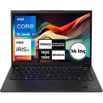 Lenovo Thinkpad X1 CARBON 21HNSB4CY2 BT3 Dahili Intel Iris Xe Graphics Eligible Intel Core i7 1355U 32 GB Ram 4 TB SSD 14 inç Full HD Windows 11 Pro Laptop