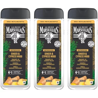 Le Petit Marseillais Nature For Men Zencefil Akdeniz Selvisi Aromalı Nemlendirici Duş Jeli 3x400 ml