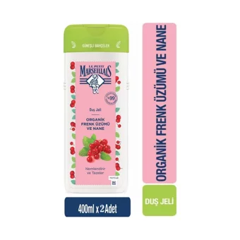 Le Petit Marseillais Güneşli Bahçeler Frenk Üzümü Nane Aromalı Nemlendirici Duş Jeli 400 ml