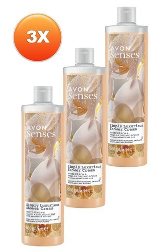 Avon Senses Beyaz Şeftalı Vanilyalı Aromalı Duş Jeli 3x500 ml