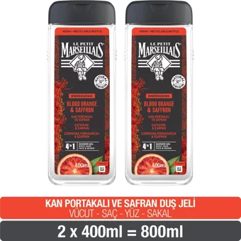 Le Petit Marseillais Nature For Men Kan Portakalı Safran Aromalı Nemlendirici Duş Jeli 2x400 ml