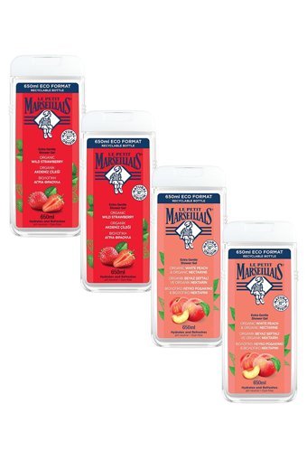Le Petit Marseillais Akdeniz Çileği Beyaz Şeftalili Aromalı Nemlendirici Duş Jeli 4x650 ml