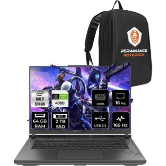 Asus ROG Strix G16 N3255P334 Harici GeForce RTX 4050 Intel Core i7 13650HX 64 GB Ram 2 TB SSD 16 inç Full HD FreeDos Oyuncu Laptop + PER4 Çanta