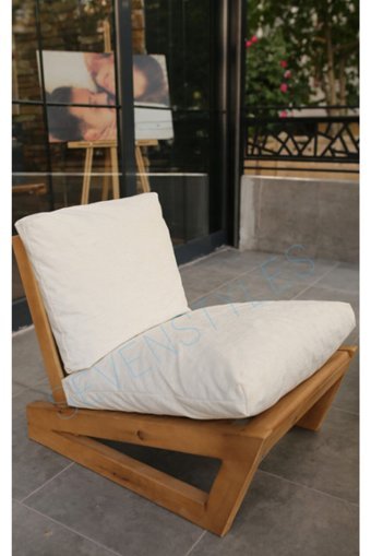Sevenstyles Conforclass Ahşap Tekli Bahçe Koltuğu Beyaz Ahşap