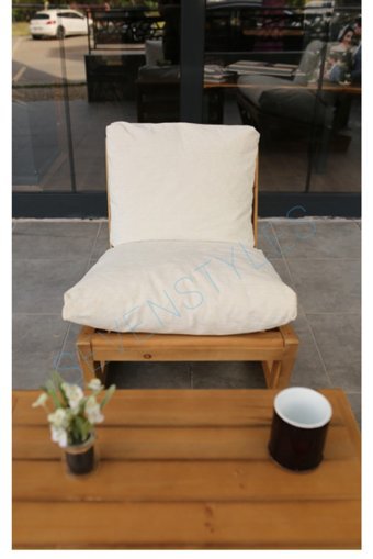 Sevenstyles Conforclass Ahşap Tekli Bahçe Koltuğu Beyaz Ahşap
