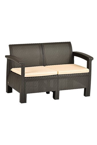 Yekta Home Holiday Rattan İkili Bahçe Koltuğu Bej Koyu Kahverengi