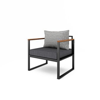 Woodesk Nature Metal Tekli Bahçe Koltuğu Gri Siyah
