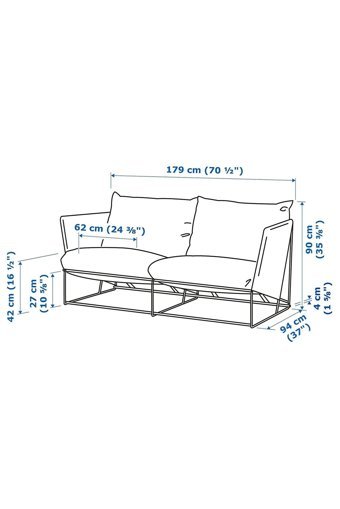 Ikea Havsten Metal İkili Bahçe Koltuğu Beyaz Gri