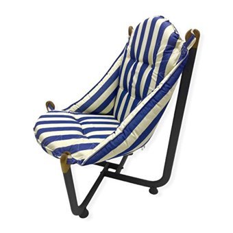 Neosteel Maxi Navy Stripes Ahşap Tekli Bahçe Koltuğu Beyaz Mavi Siyah