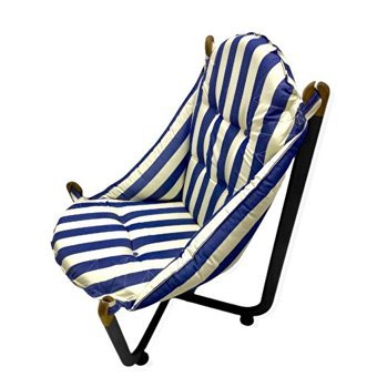 Neosteel Maxi Navy Stripes Ahşap Tekli Bahçe Koltuğu Beyaz Mavi Siyah
