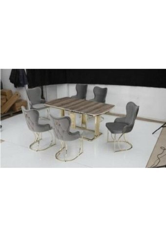 Trendbony Liva Metal 6'lı Bahçe Koltuğu Gri Gold